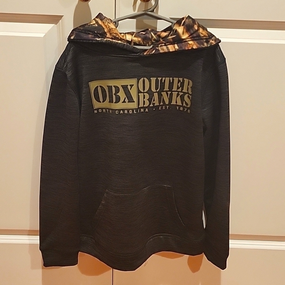 Outerbanks North Carolina Kid's Hooded Sweatshirt  charcoal gray sz L